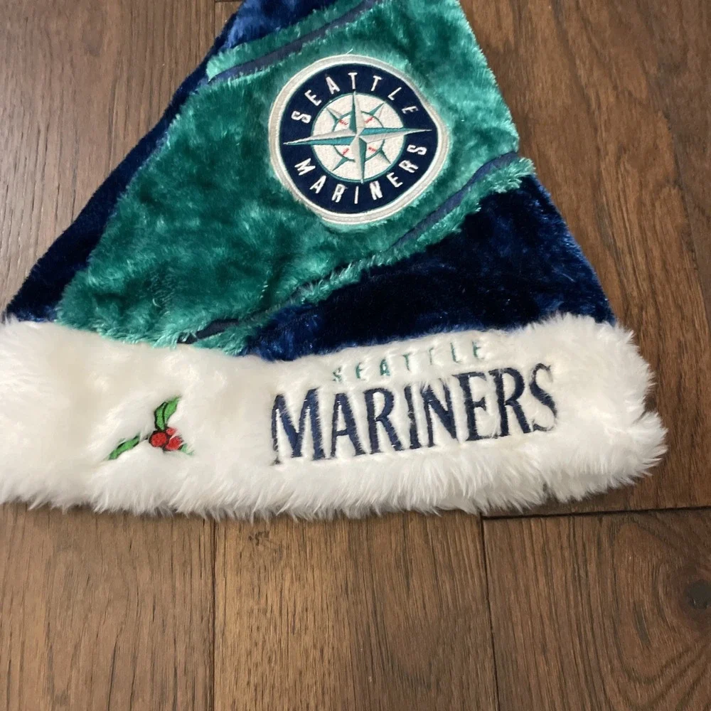 Seattle Mariners Christmas Santa Hat MLB Holiday Forever Collectibles Navy Teal